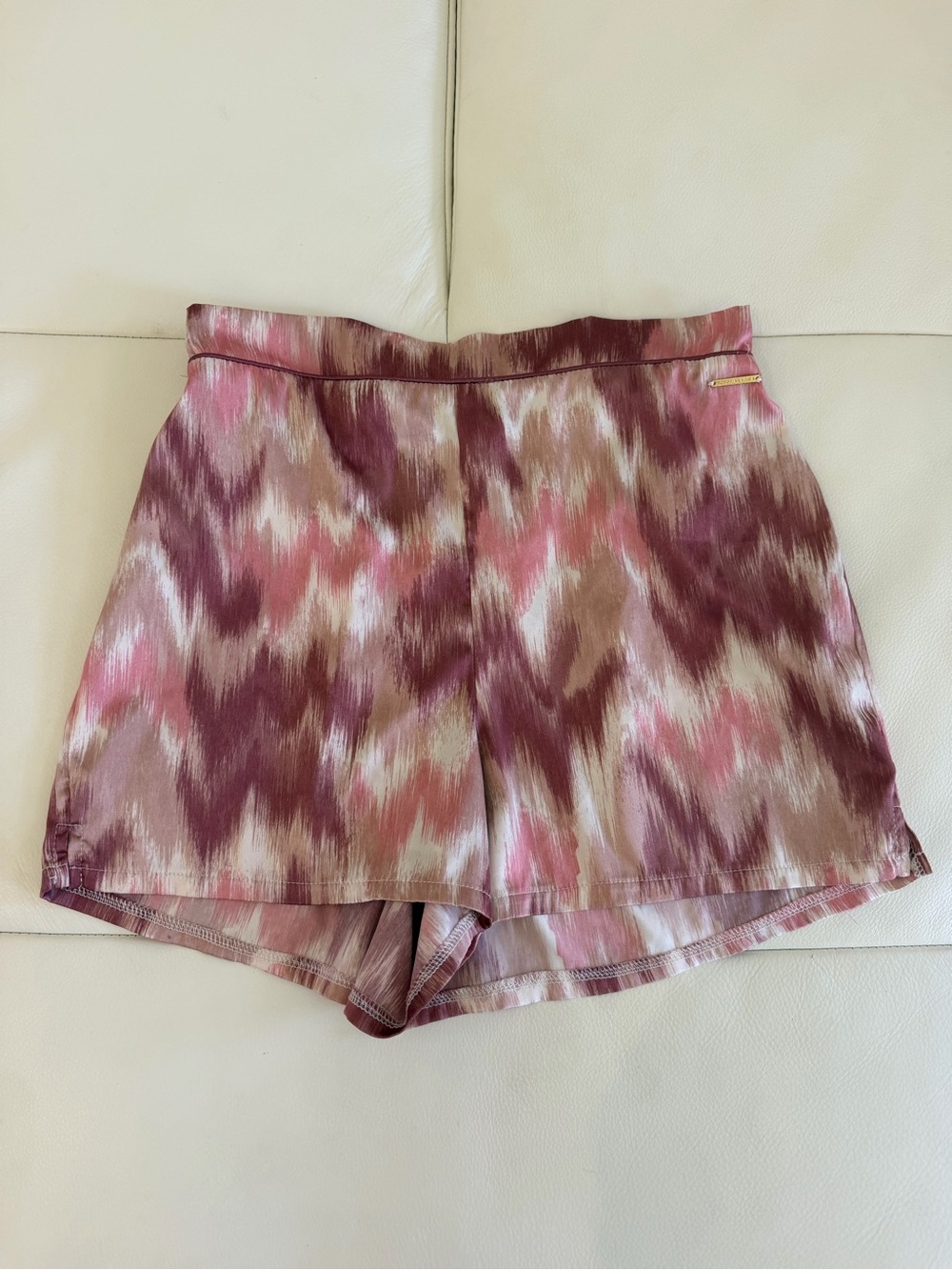 BCBGMaxAzria Pink and Mauve Ikat High-Waist Shorts